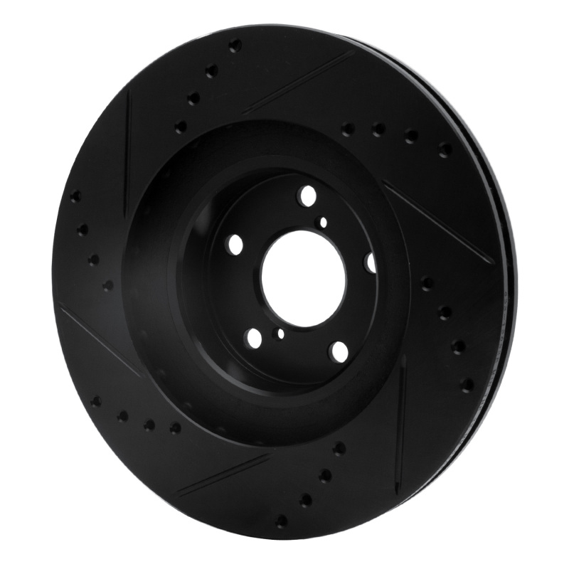 Saab 9-2X Brake Rotor (1) - Front Right - R1 Concepts - Drilled & Slotted - Black - `01-`08